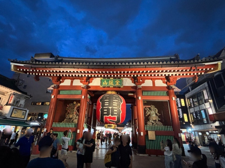Iconic giant red lantern at Kaminarimon Gate, the symbol of Asakusa