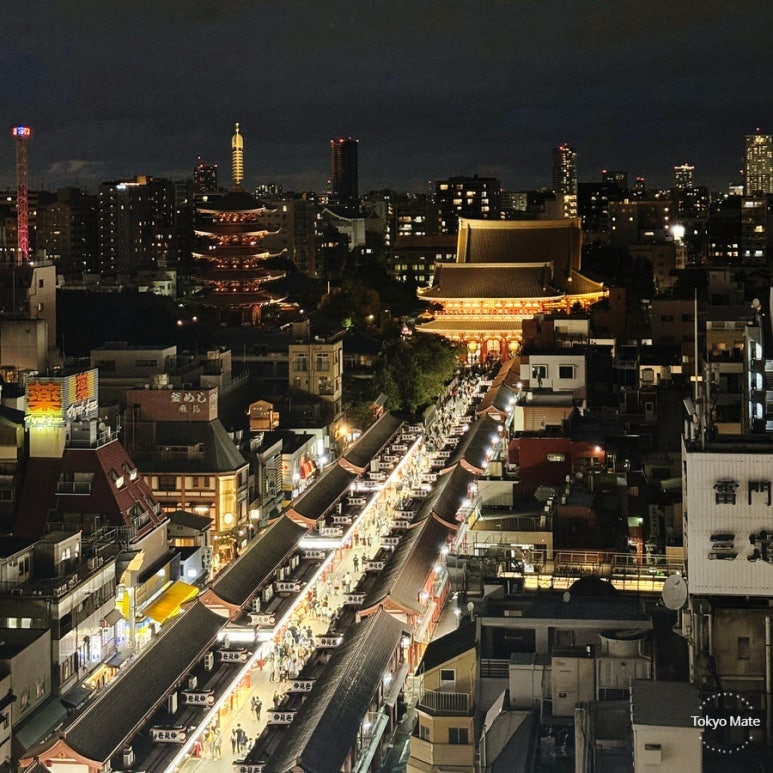Asakusa Sensoji Nakamise night lighting late-night stroll