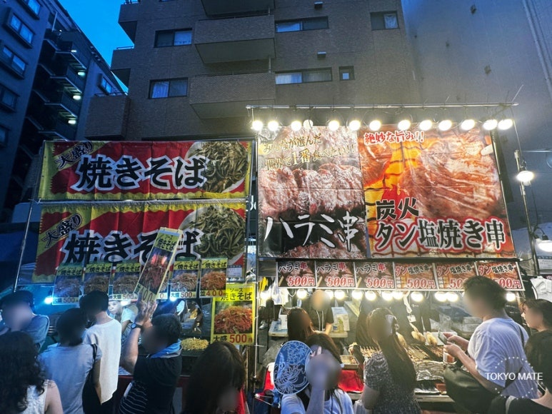 Food stalls along the Azabujuban Noryo Festival shopping street