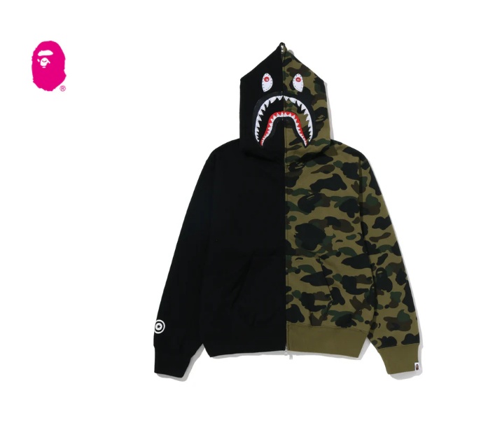 BAPE 1ST Camo crystal stone shark full zip hoodie