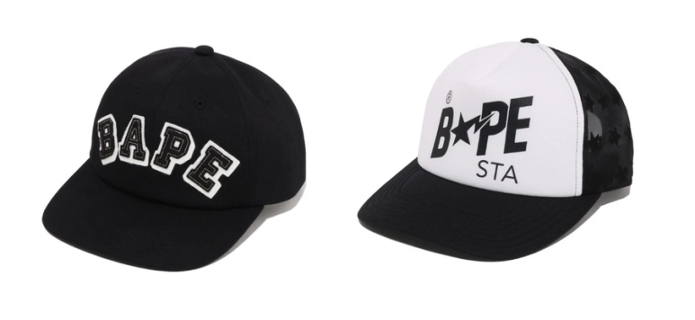 BAPE Patched Panel Cap and BAPE STA Mesh Cap