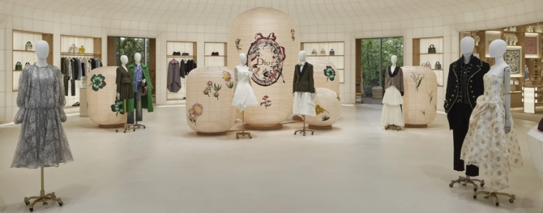Daikanyama Dior boutique interior theme rooms and book tote exhibition space at the 2026 store opening