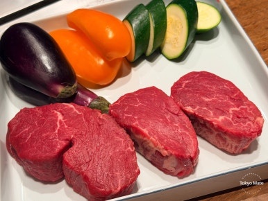 Japanese F1 beef steak cooking on the teppan