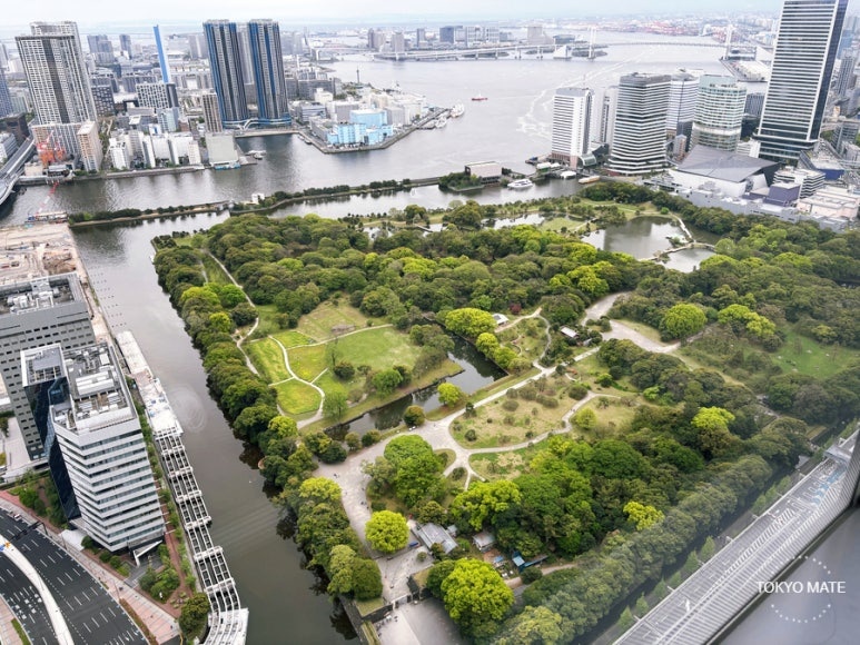 Hamarikyu Onshi Garden aerial view