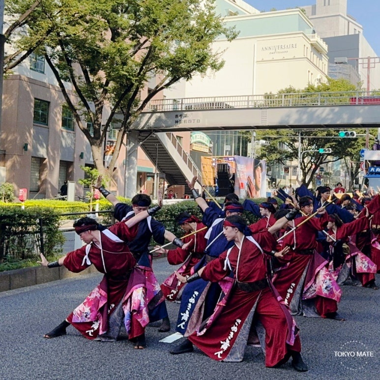 Various Super Yosakoi teams parading in costume