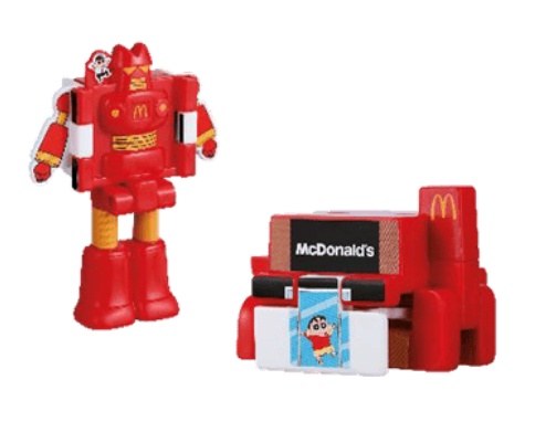 Japan McDonald's Happy Set Crayon Shin-chan Kantam Robo transformation before and after