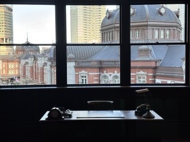Director's desk with historical items