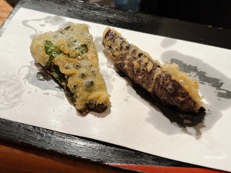 Pepper tempura and eggplant tempura