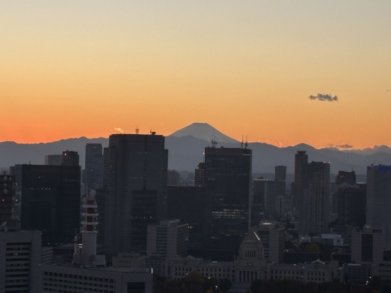 Mt. Fuji visible from Marunouchi Building 35th floor observatory