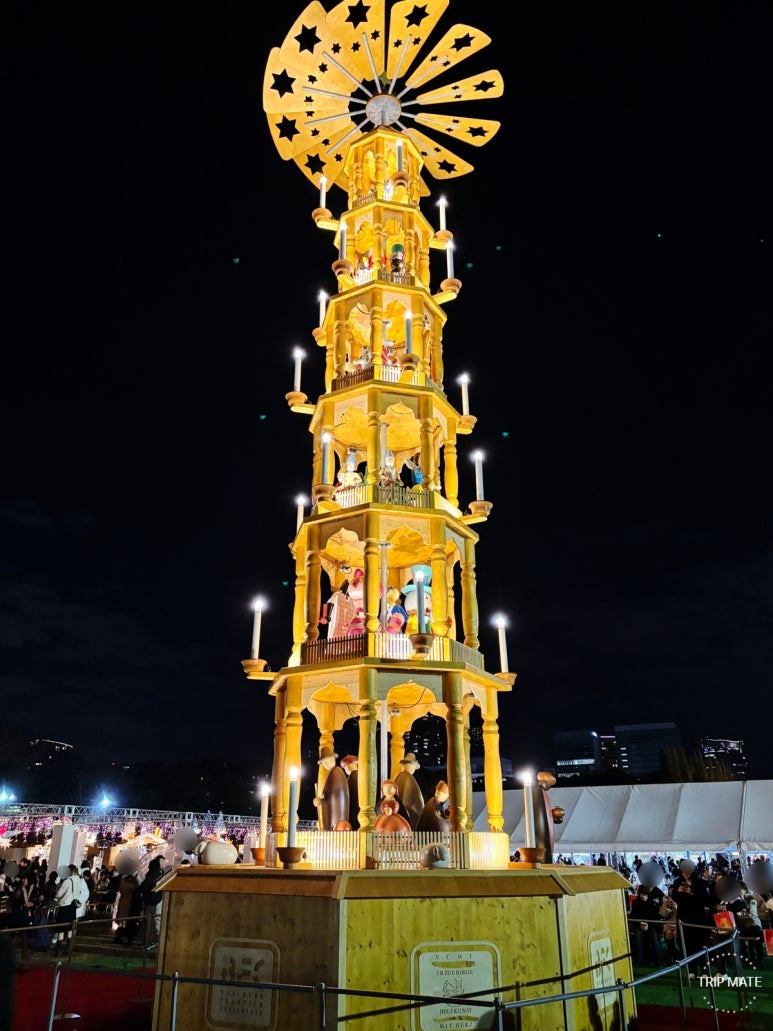 Meiji Jingu Gaien Christmas Market's world's largest Christmas pyramid night view