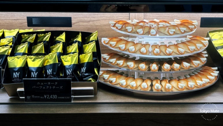 New York Perfect Cheese cookie store display and product lineup in Tokyo
