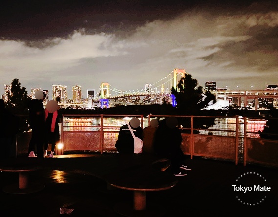 Rainbow Bridge from Odaiba Sky Walk bench