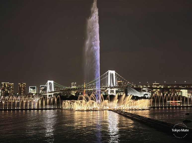 Odaiba Fountain Show — Dragon Quest collab lighting
