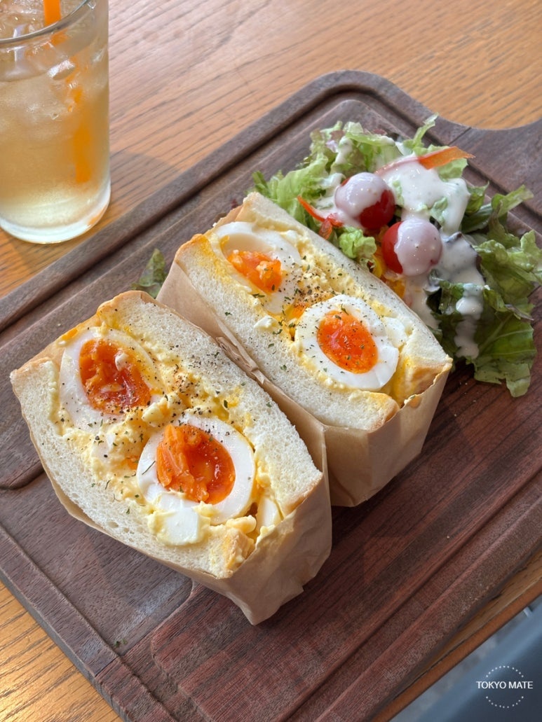 Soft-boiled egg gokubi sandwich at Sakimoto Bakery Cafe