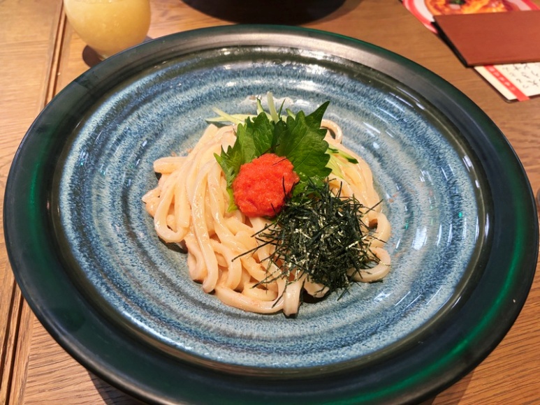 Tsurutontan Roppongi mentaiko udon in a large bowl