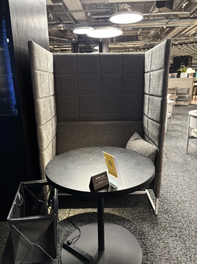 A seat with a power outlet