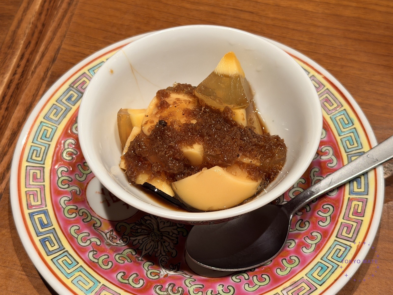 Soft tofu-like dish with brown sugar syrup