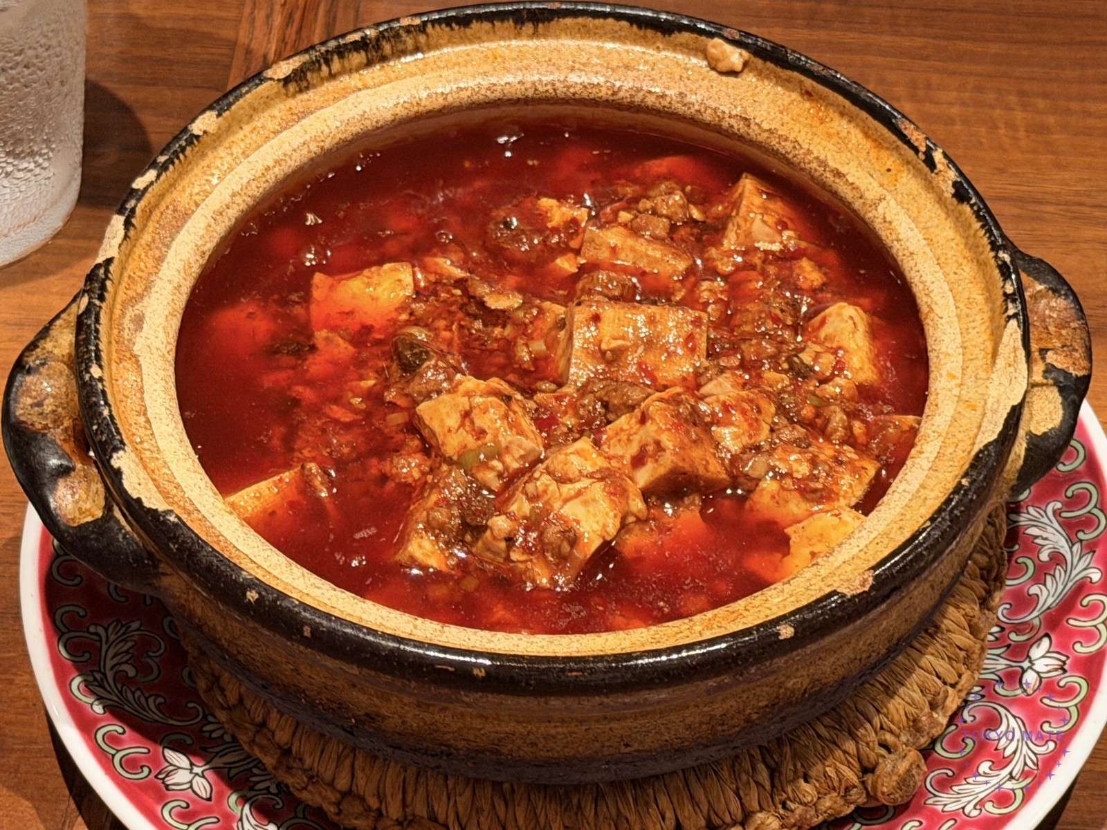 Chen mapo tofu with two-year-aged doubanjiang served in a clay pot