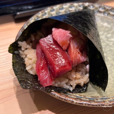 Ginza Onodera Shibuya tuna temaki and ordering screen