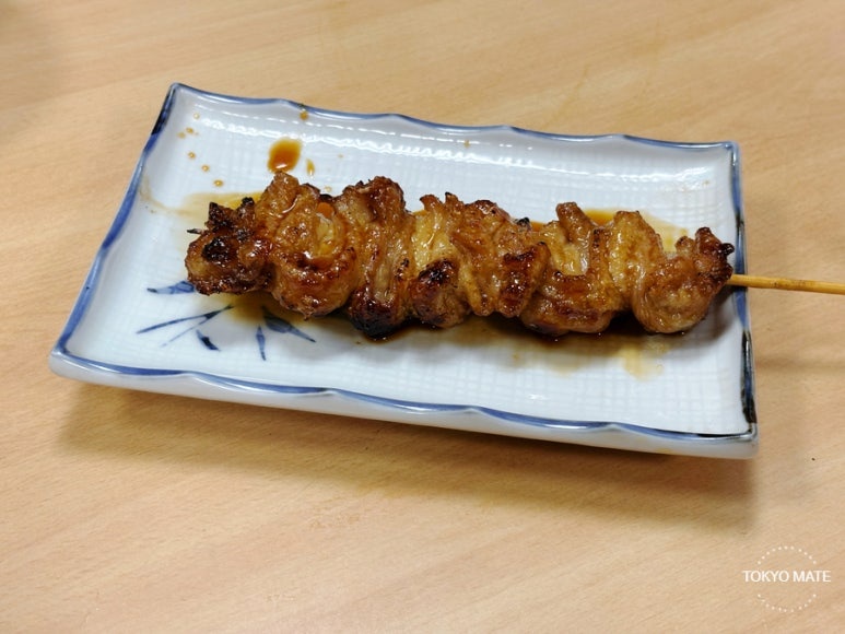 Toritake chicken skin kawa grill yakitori closeup