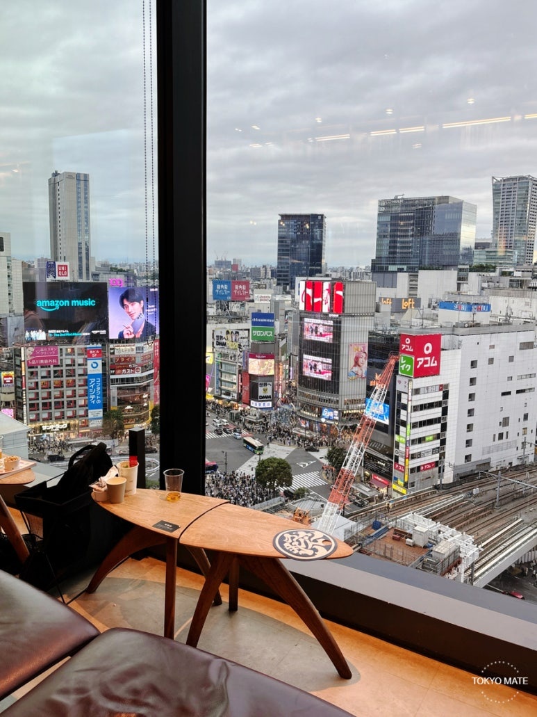 Exterior of Shibuya Scramble Square and the location of the 11th-floor Tsutaya Share Lounge