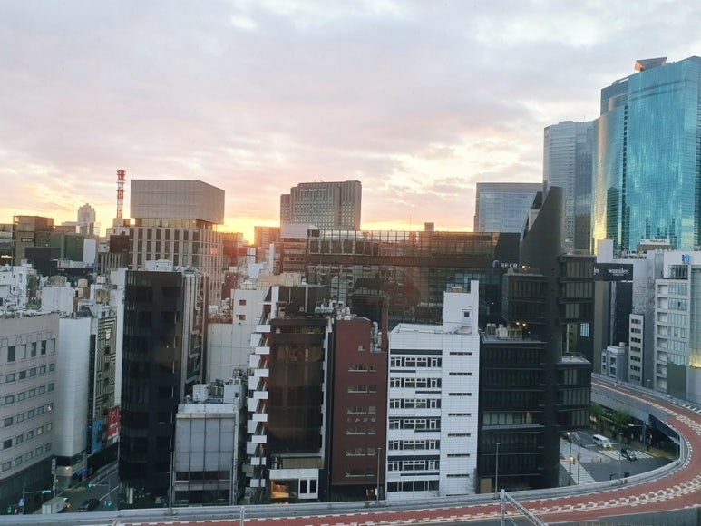 Sunrise view over Shimbashi skyscrapers