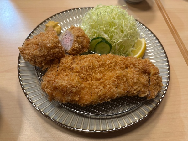 Kurobuta rosu and hire katsu set at Horiichi