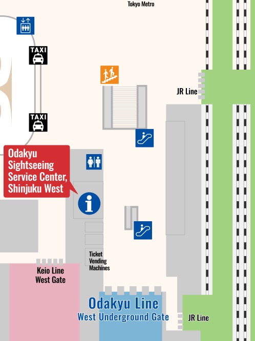 Shinjuku Station west exit luggage storage Odakyu tourist service center