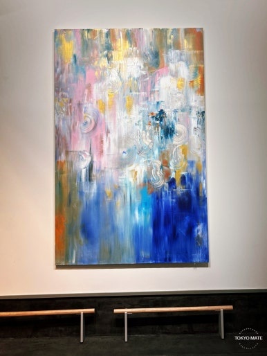 Artwork from the three-artist opening exhibition at Starbucks Yanaka Gotenzaka