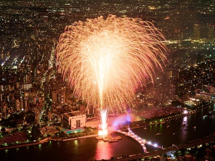 Sumida River Fireworks Festival 2026 Launch Site 1 around Asakusa, Skytree, Sakurabashi and Kototoibashi bridges