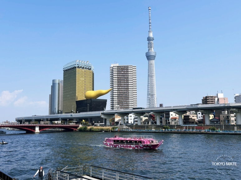 Sumida Riverside Terrace on the Taito Ward and Asakusa side, a riverside walking path viewing spot near Kuramae and Umayabashi