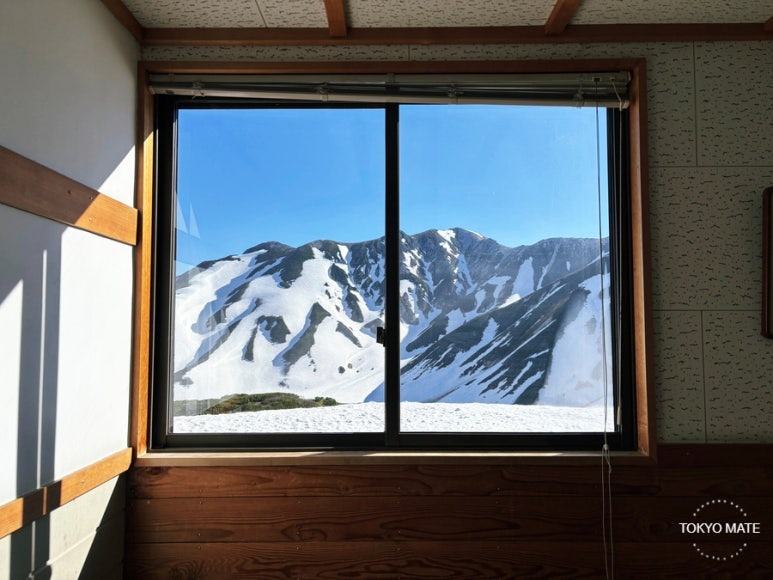 View out the window of Murodo Sanso at 4:30 in the morning