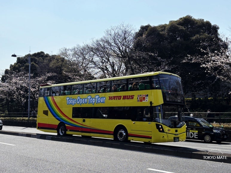 Tokyo Hato Bus - departing from Tokyo Station Marunouchi South Exit, double-decker open-top