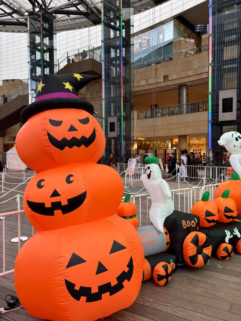 Omotesando Halloween Pumpkin Parade with children in costumes
