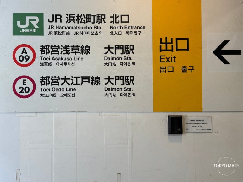 Daimon Station Oedo Line and Asakusa Line signs