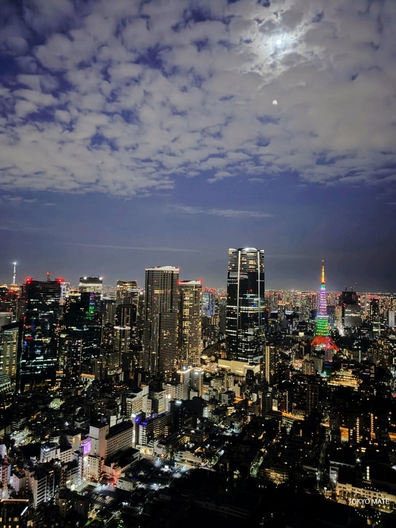 Roppongi Hills night view with Tokyo Tower