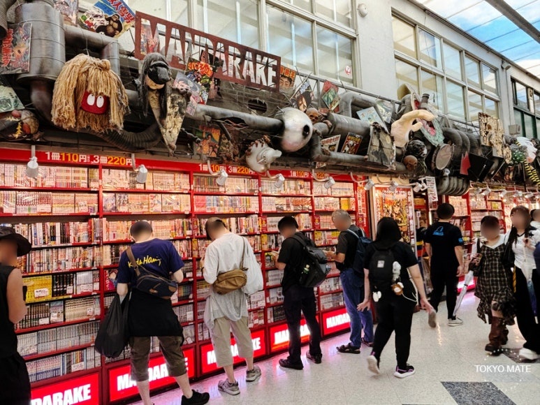 Street outside Nakano Broadway with Mandarake signage
