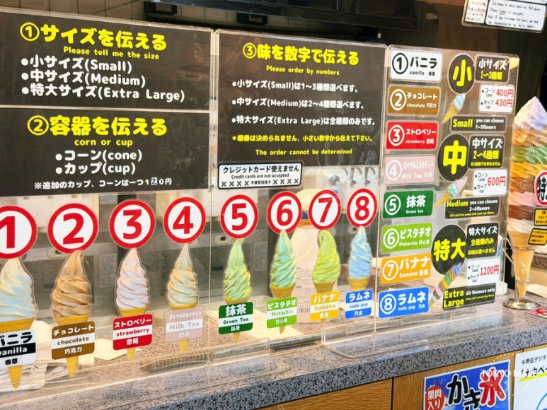 Daily Chiko soft serve menu board in Nakano Broadway