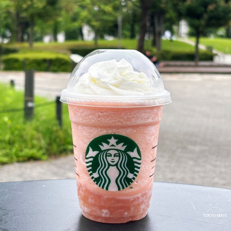 Starbucks summer seasonal drink at a cafe by Nakano Central Park