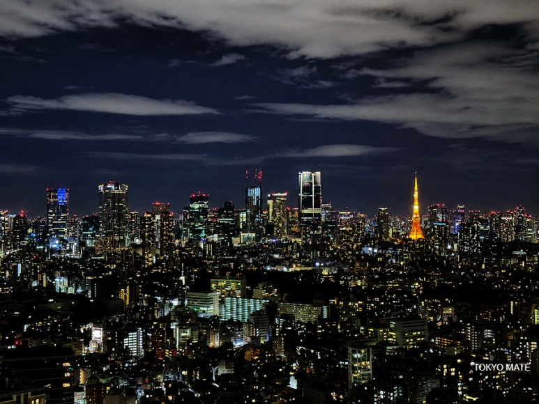 Tokyo autumn night view around the October sunset