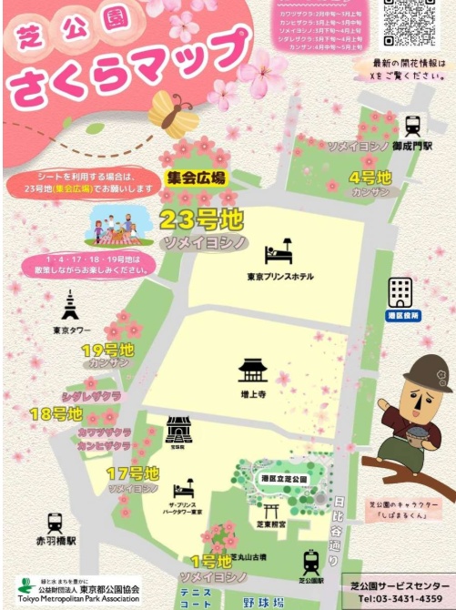 芝公園 桜エリアマップ