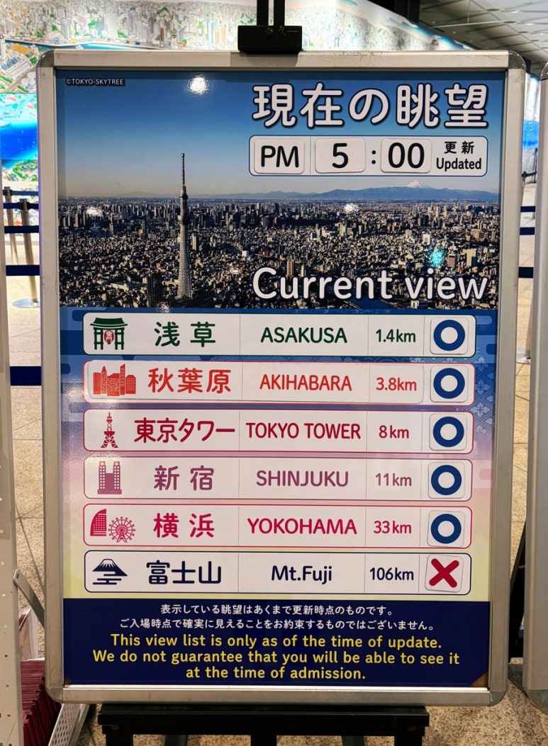 Tokyo Skytree observation deck information based on weather conditions