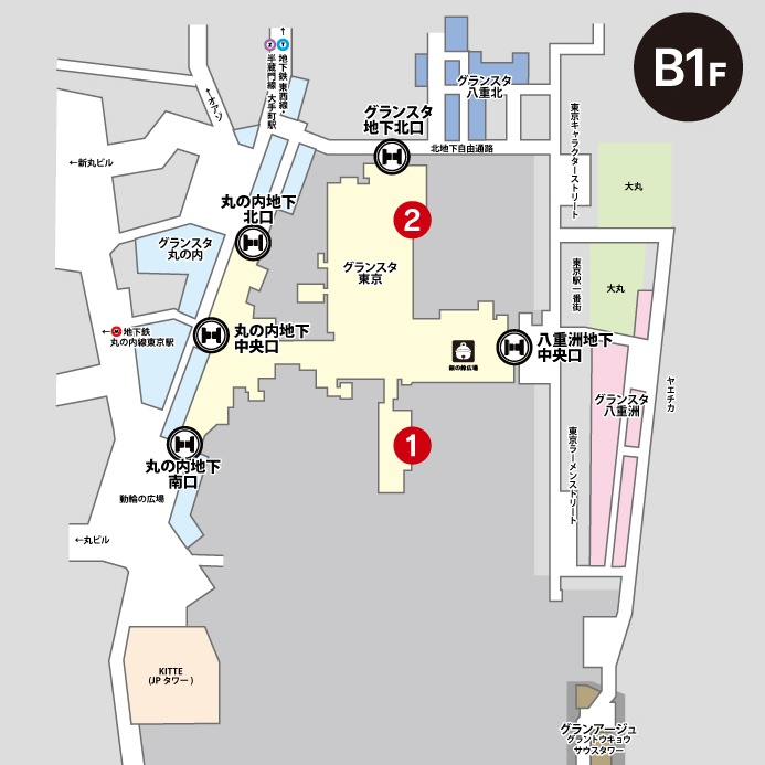 GRANSTA Cloak and Tokyo Station BAGGAGE STORAGE+ layout