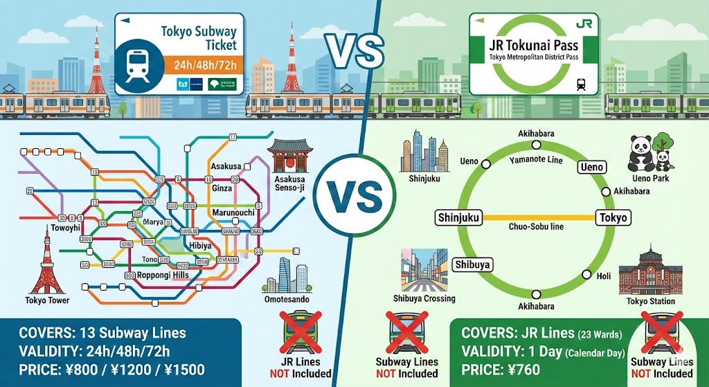 Tokyo Subway Pass vs JR Tokunai Pass: Complete Comparison Guide (2025)
