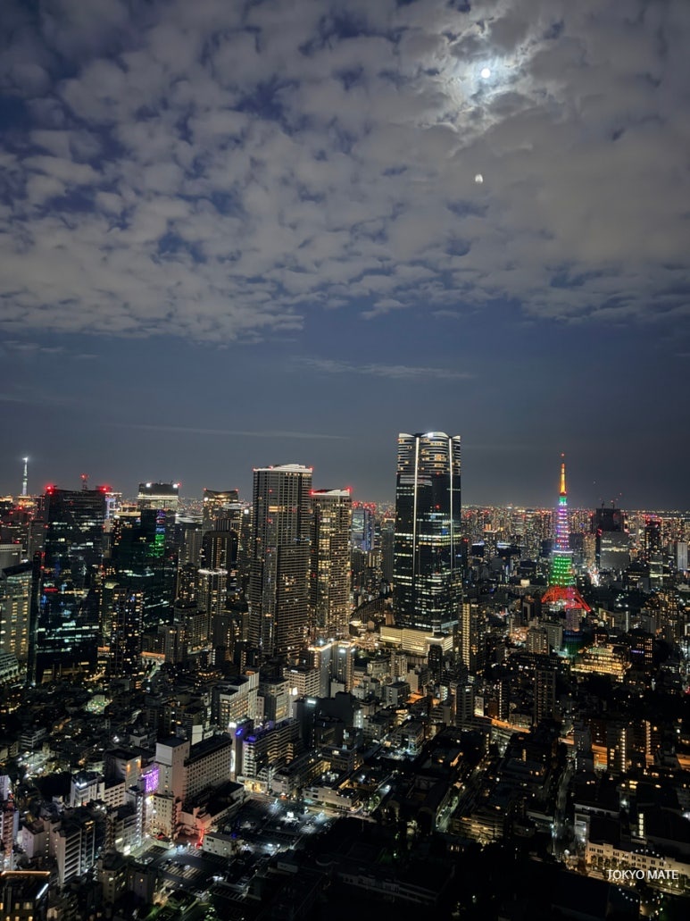 Tokyo Tower night view from Roppongi Hills Tokyo City View observatory