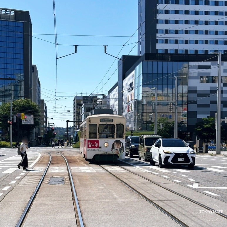 View of Toyama Station and the Toyama city tram