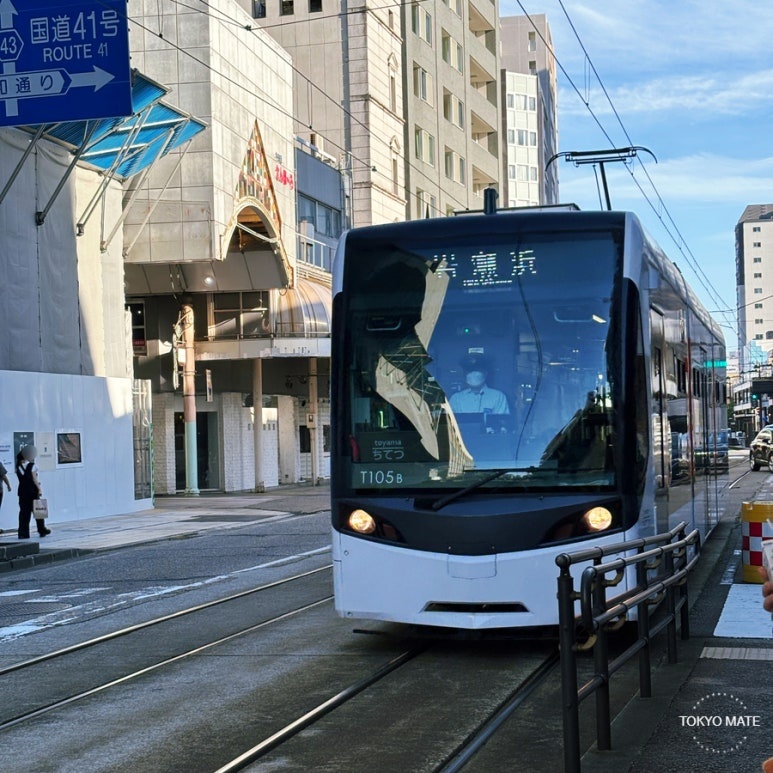 Exterior of a Toyama city tram car