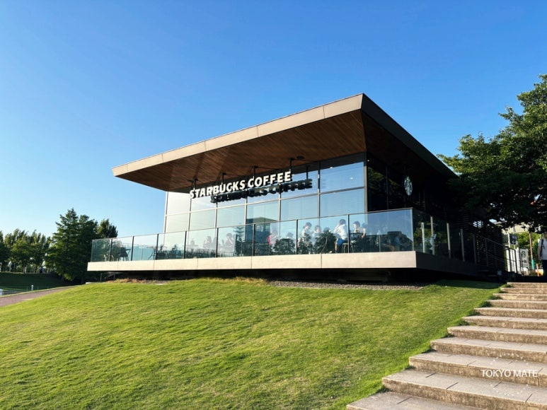 View of the Starbucks Toyama Kansui Park store