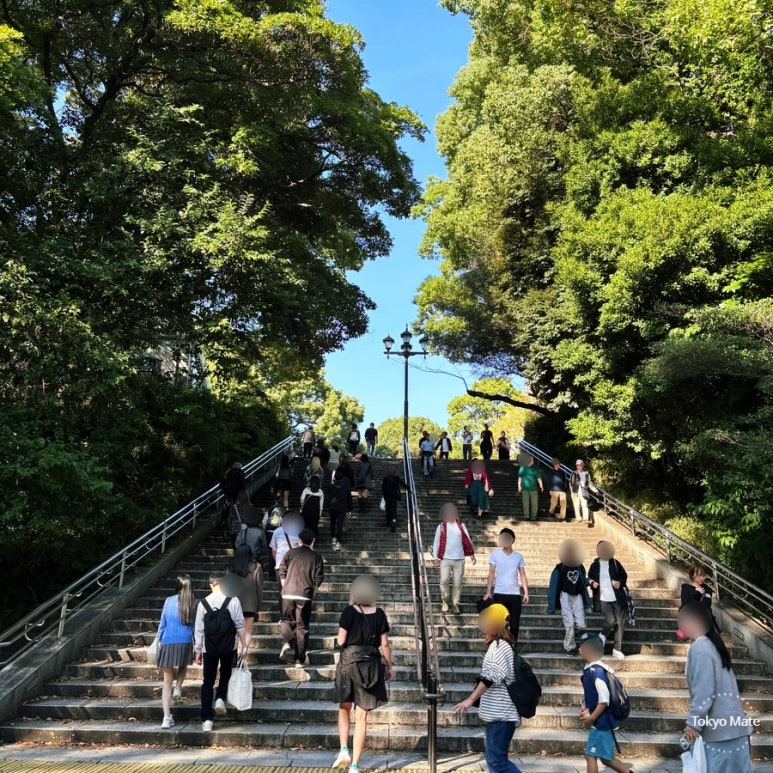 Staircase leading from Keisei Ueno Station up to Ueno Park