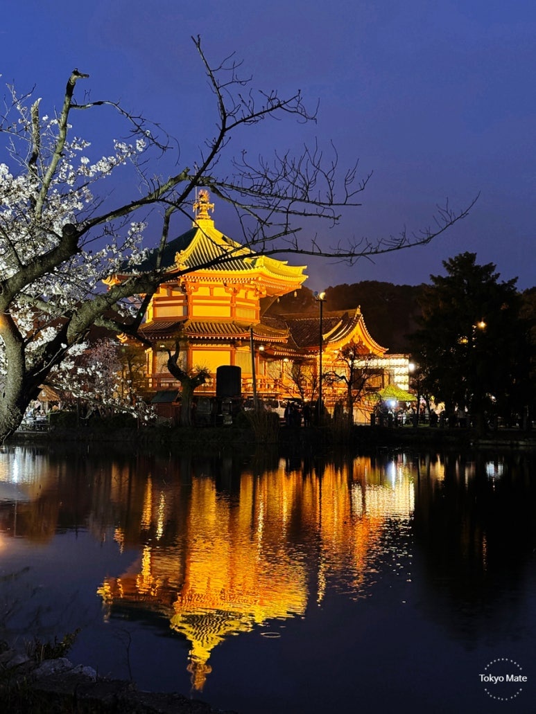 Octagonal Bentendo temple on Shinobazu Pond in Ueno Park